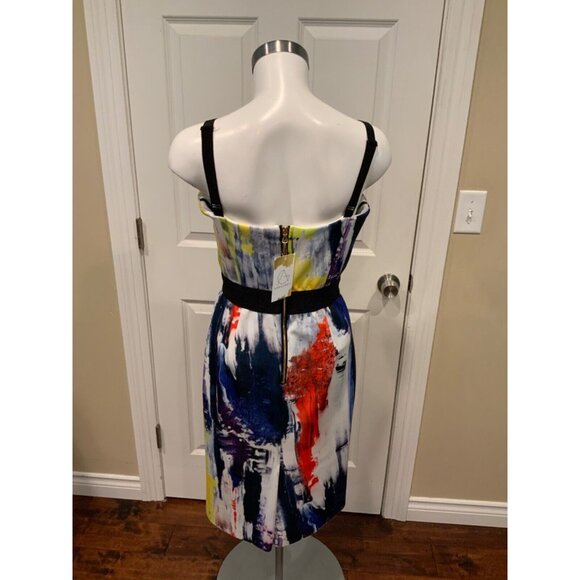 Milly Multicolor Splatter Pencil Dress, Size 8 - Picture 6 of 8
